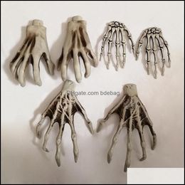 Party Decoration Event Supplies Festive Home Garden Halloween Skeleton Hands Witch For Decrating Plastic Bar Haunted House Horror Props 2P