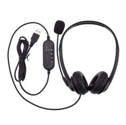 Noise Cancelling Microphone Wired Headphones Universal USB Headset Earphone With Mic For PC Computer Laptop Skype