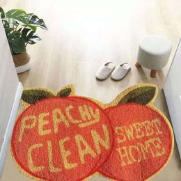 Carpets Cartoon Fruit Entrance Door Mat PVC Peach Strawberry Cute Carpet Non-slip Bath Doorway Floor For Bathroom Toilet