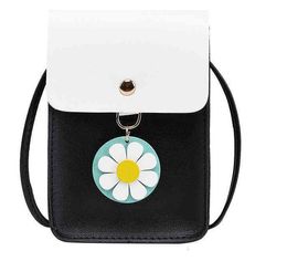 Women's mobile phone zero wallet Korean flower shoulder bag fashion simple diagonal bag small bag 000 082
