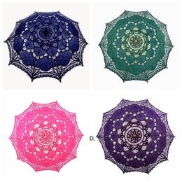 Colourful Bridal Parasol Handmade Lace Embroidery Sun Umbrella Elegant Wedding Party Layout Interior Decoration Umbrellas seaway RRF14372