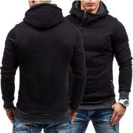 Men's Hoodies & Sweatshirts Autumn Winter Oblique Placket Hoodie Casual Male Sportswear Fitness Clothing Sweatshirt Classic Solid 3XL