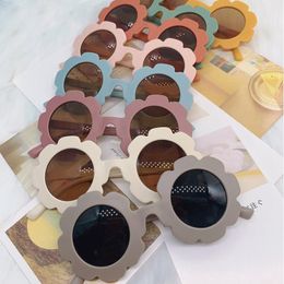 Children Sunglasses Flower Shape Round Frame Girls Sunglass Abrazine Coloured Ultraviolet-proof Sun glass Summer Fashion Kids Eyewear DW6775