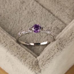 Cluster Rings 100% S925 Sterling Silver Amethyst Zircon Diamond For Women Sparkling Simple Stylish Wedding Fine Gemstone Ring Jewellery