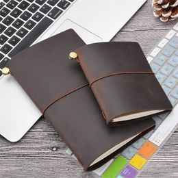 Notepads Genuine Leather Travel Notebook DIY Journal 8 Colours Loose-leaf Retro Diary Portable School Office Books Exquisite GiftNotepads