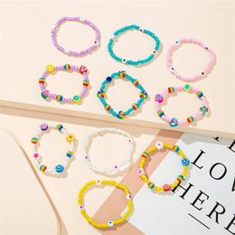 Beaded Strands Cute 2PCS Beads Bracelet Fruit Flower Charms For Children Candy Colour Kids Jewellery Accessories Wholesale 2022 Fawn22