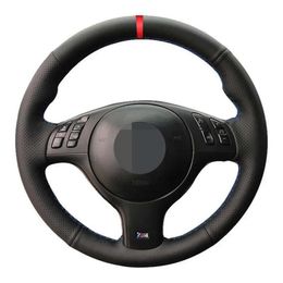 Steering Wheel Covers Car Cover Soft Black Genuine Leather For M Sport E46 330i 330Ci E39 540i 525i 530i M3 M5 E39Steering CoversSteering