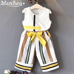 Menoea Girls Clothes Suits Summer Sleeveless Striped Tops Long Pants Clothing Sets For 3-7Y Kids Baby Girl Outfits Costumes 220425