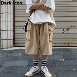 Dark Icon Big Pocket Loose Style Mens Pants Solid Colour 2019 New Straight Pants Fashion Street Anklelength Wide Leg Pants T200422