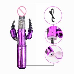 New realistic 7 speed Vibration rotating roll ball bead rabbit G spot silicone Dildo fake penis clitorial sexy Toy for women