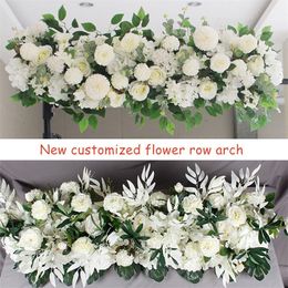 1M DIY Custom Artificial Wedding Flower Wall Backdrop Arrangement Supplies Silk Rose Peony Fake Flowers Row Decoration for Arch 220527