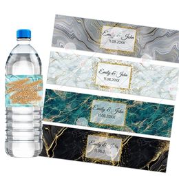 30pcs Marble Background Customize Personalise Water Bottle Labels Wedding Birthday Baptism Bar Mitzvah Custom Stickers 220613