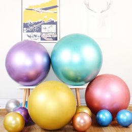 Party Decoration 36 Inch Metal Balloon Glossy Metallic Latex Balloons Chrome Big Helium Globos Baby Shower Wedding Birthday Decor