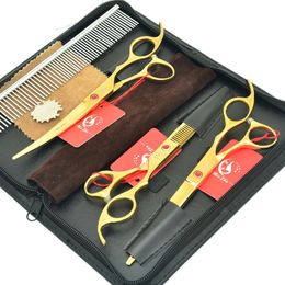 7.0Inch Meisha Japan 440c Big Tijeras Pet Grooming Scissors Set Straight or Up Curved Cutting Shears 6.5Inch Thinning Clippers HB0232z