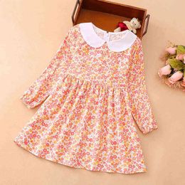 Baby Girls Dress Cotton 2021 Spring Autumn Princess Long Sleeve Printed Flower Dresses For Girls Kids Costumes 3 5 6 7 8 Year G220518