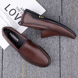 Men Leather Shoes Italian Loafers Flat Driving Shoes Genuine Leather Male High Quality Shoes Luxury Brand Business Evening Dress