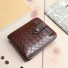 Wallets Men's Short Wallet Zipper Fashion Retro Woven Pattern Casual Large-capacity Card WalletWallets