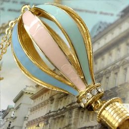 Colourful Hot Air Fire Balloon Pendant Long Necklace Charm Sweater Chains Pandent Golden Chain Stylish Jewellery Char
