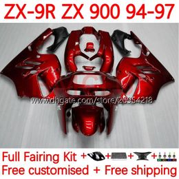 MOTO Bodywork For KAWASAKI NINJA ZX 9R 9 R 900 CC ZX9 R ZX900C 94-97 Body 23No.0 ZX900 900CC ZX-9R ZX9R 94 95 96 97 ZX-900 1994 1995 1996 1997 OEM Fairing Kit Metallic Red