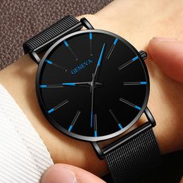 Wristwatches Minimalist Watch For Men Fashion Ultra Thin Wristwatch Simple Male Business Stainless Steel Mesh Belt Quartz WatchWristwatches