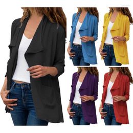 Women's Jackets Fashion Womens Leisure Solid Colors Turn-down Collar Jacket Slim Office Ladies Long Sleeve Cardigan Outwear Coats Casaco#g3