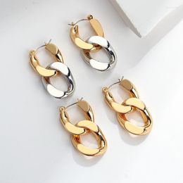 Hoop & Huggie Simple Twisted Cuban Chain Earrings For Women Statement Detachable Two-Color Hanging Fashion JewelryHoop Kirs22