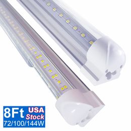 8Ft LED Shop Light Fixture, T8 Tube, 8 Foot 144W 15000lm 6500K, Clear Cover, Integrated V Shape, Cold White , Linkable Hight Output, Bulbs for Garage,25pc OEMLED