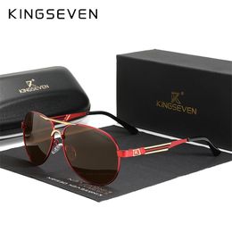 KINGSEVEN Stainless Steel Pilot Polarised Sunglasses Men Women Fashion Frame Male Sun Glasses For Driving D Sol 220511