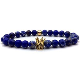 Charm Bracelets Classic Crown Men Bracelet 2022 Fashion Beaded Simple Stone Beads For Jewellery GiftCharm