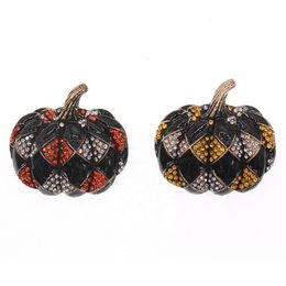 10 Pcs/Lot Fashion Jewelry Brooch Rhinestone Enamel Pumpkin Pins For Halloween Gift/Decoration