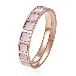 Wedding Rings High Grade Product Beautiful And Charming Coloured Shell Ring For Woman Titanium Steel Rose Gold Colour Gift Love Wynn22