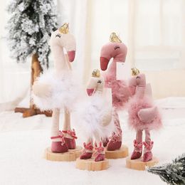 Weihnachtsdekorationen Pink Flamingo Swan Puppe Desktop kleine Ornamente Geschenke Adornos Para Arbol de Navidadchristmas