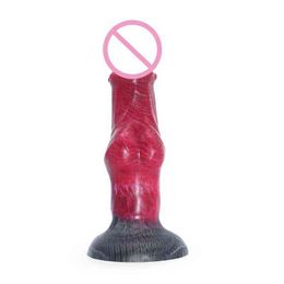 Nxy Dildos Dongs Large Knot Penis Silicone Beef Color Dildo with Suction Cup Red Bumpy Anal Plug G spot Stimulate Female Masturbator Sex Toys 220511