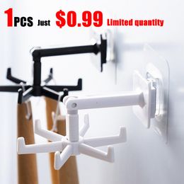 Hooks & Rails Multifunction 360° Rotating Wall Hanging Hook Strong Free Punching Sticky Hat Coat Bedroom Bathroom Home AccessoriesHooks