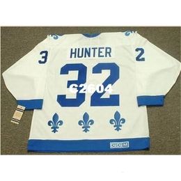 Chen37 Men #32 DALE HUNTER Quebec Nordiques 1985 CCM Vintage RETRO Away Home Hockey Jersey or custom any name or number retro Jersey