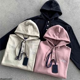 Clothes Hoodies White Embroidered Kith Hoodie 2021fw Men Women High Quality Button Neckline Pullovers Solid Sweatshirts Hoodies3i7t