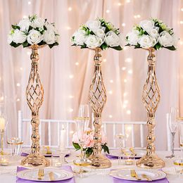Party Decoration Gold/ Silver Flowers Vases Candle Rack Stand Holders Wedding Decor Road Lead Floral Bouquet Props Table Centrepiece PillarP