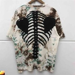 KAPITAL T Shirt Men Women Bone Skeleton T-shirt Hip Hop Splash Ink Art Tee 210420