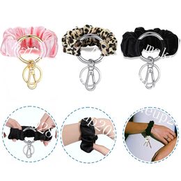 5 Colours Leopard Wrist Keychain Pendant Multifunctional Keychains Hair Ring Elastic Headband Bracelet Key Chain Keyring