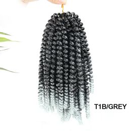 Spring Twist Hair 8inch Spring Curl Hair Spring Twists Crochet Hair 12inch Color T1B/Grey