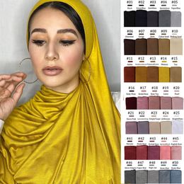 Musilim Women Strechy Scarves Jersey Hijab Good Stitch Stretch Jesey Hijabs Soft Turban Head Wraps Headscarf