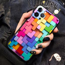 Candy Hot Cases For iPhone 14 13 Pro Max 11 12 6s 7 8 Plus XR XS SE Case 3D Colorful Block Cover