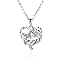 S925 Sterling Silver Favor Classic Necklace Mother Love Mom Heart Love Necklaces Mother's Day Gift