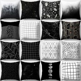 Cushion/Decorative Pillow 1pcs Nordic Style Black And White Cushion Cover Polyester Geometric Throw Case Home Sofa Chair Decorative Pillowca