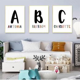 Art Print Pictures Nordic Baby Room Decor Baby Boy Custom Name Letter Canvas Painting bet Number Nursery Wall 220623
