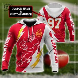 PLstar Cosmos 3DPrint est Customize Name Champion Football Unique Men Women Hrajuku Streetwear Casual Hoodies Zip Sweatshirt1 220713