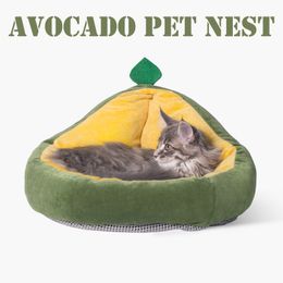 Pet Cat House for Dogs Mat Warm Bed Cute Small Cats Beds Nest for Dogs Avocado Shape Sleeping Bags Comfortable Puppy Kennel 201124