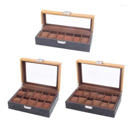 Watch Boxes & Cases Box Display Case Retro Wood Portable Velvet Lining For Watches & LockWatch Hele22