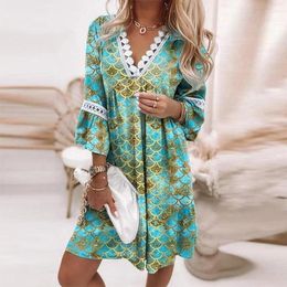 Casual Dresses Women 2022 Loose Vintage Sexy Fashion Ruffles Befree Dress Lace Crochet Summer Boho Party Elegant DressesCasual