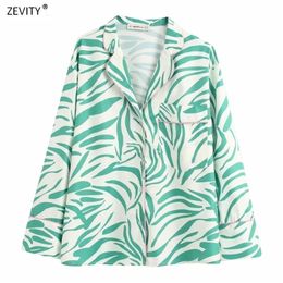 new women vintage green striped print casual kimono Shirts long sleeve pocket blouses women leisure roupas femininas tops LJ200812